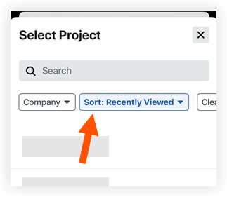 Sort filter in Project and Company Selector.png